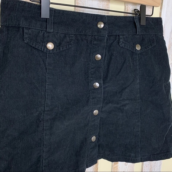 BDG Black Corduroy Snap Button Down Skirt - Picture 3 of 11